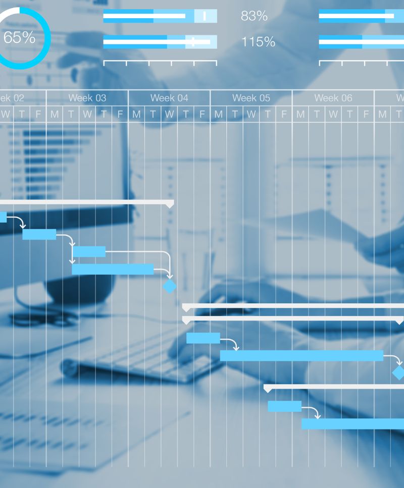 A Bar Chart With A Person Working On A Laptop